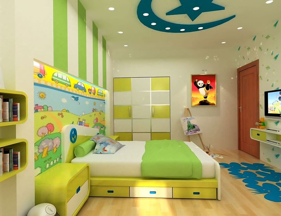 Màu sơn vàng cho phòng ngủ của bé gái