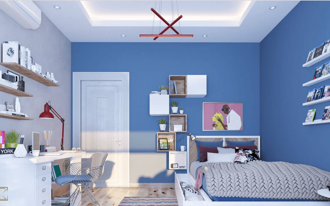Màu xanh dương cho phòng ngủ bé gái