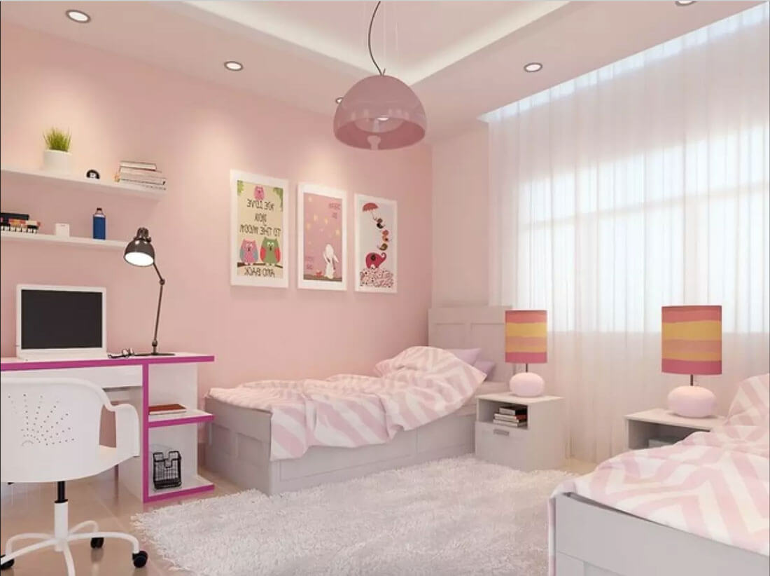 Màu hồng cho phòng ngủ bé gái
