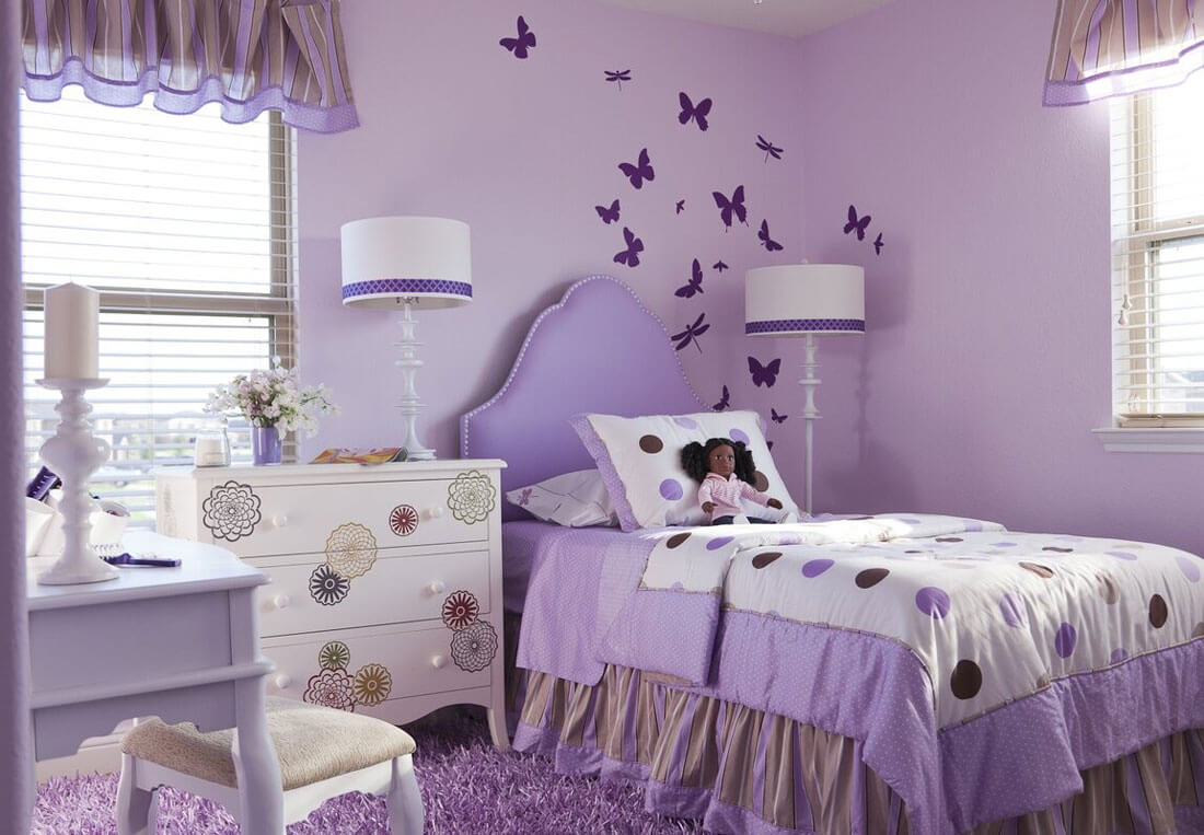 Màu sơn tím cho phòng ngủ của bé gái