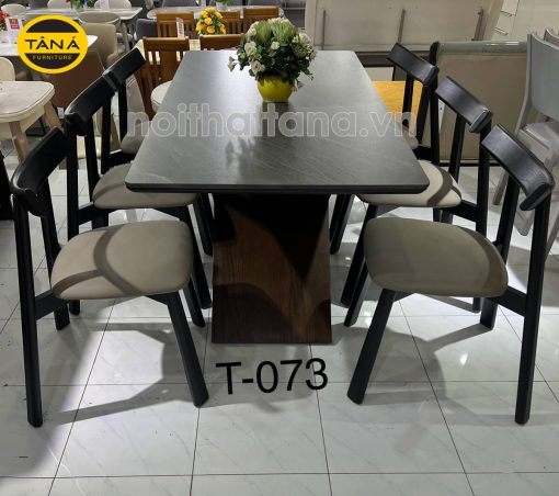 Bộ Bàn Ăn 1,6m BA-T-073 Mặt Đá Men Chống Trầy Xước + 6 Ghế Gỗ Hương Thái Nhập Khẩu