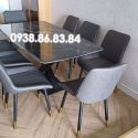 Bộ Bàn Ăn Mặt Đá 6 Ghế Chân Sắt BA94 Nhập Khẩu