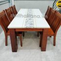 Bộ Bàn Ăn 6 Ghế Gỗ Sồi BA68 Mặt Đá Hiện Đại