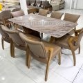 Bộ bàn ăn mặt đá tự nhiên 8 ghế gỗ sồi BA91
