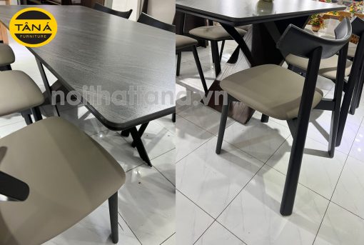 Bộ Bàn Ăn 1,6m BA-T-073 Mặt Đá Men Chống Trầy Xước + 6 Ghế Gỗ Hương Thái Nhập Khẩu