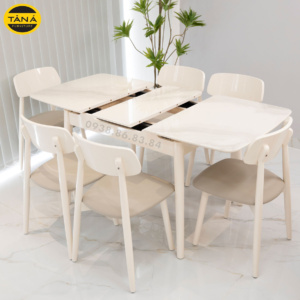 Bộ Bàn Ăn Gấp Gọn Mặt Kính Cường Lực 6 Ghế BA-D3602 Phong Cách Hiện Đại