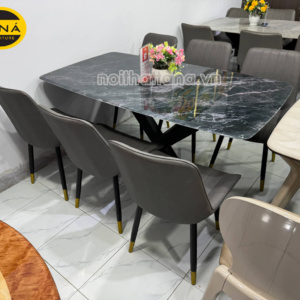 Bộ Bàn Ăn Mặt Đá 6 Ghế Chân Sắt BA94 Nhập Khẩu