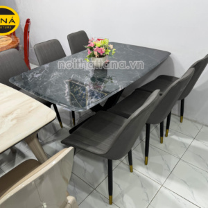 Bộ Bàn Ăn Mặt Đá 6 Ghế Chân Sắt BA94 Nhập Khẩu