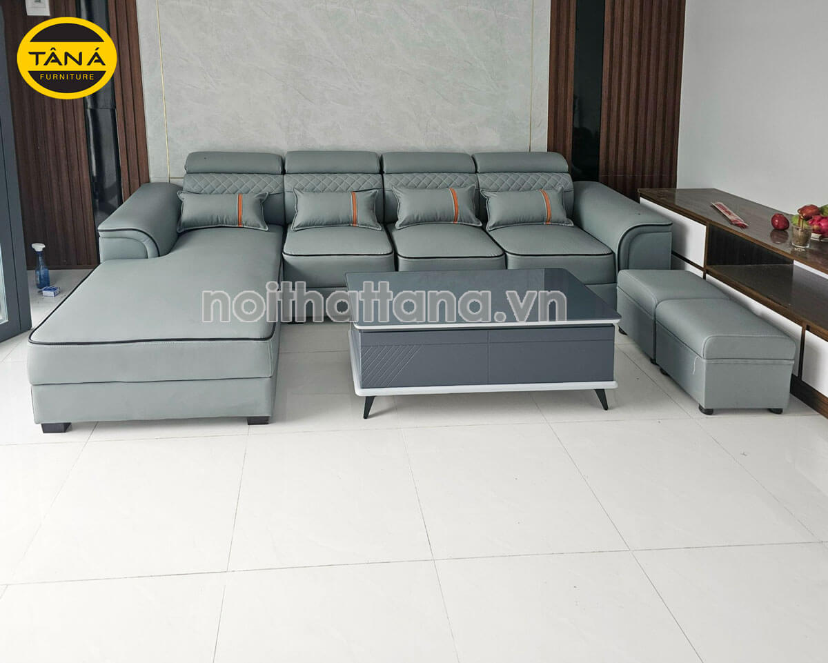 Mẫu ghế sofa chữ L chân gỗ sang trọng