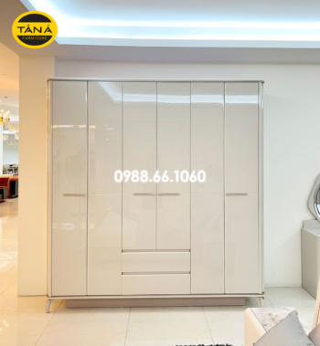 Tủ Áo 6 Cánh Gỗ MDF Nhập Khẩu Đài Loan AT-8907T Kiểu Hiện Đại