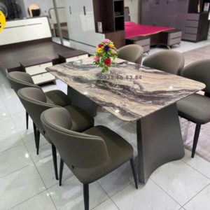 bàn ăn mặt đá 6 ghế nhập khẩu BA-KC07