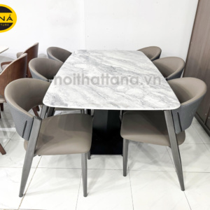 Bộ Bàn Ăn Mặt Đá Ceramic Cao Cấp 1,6M Hiện Đại 6 ghế Nhập Khẩu BA225