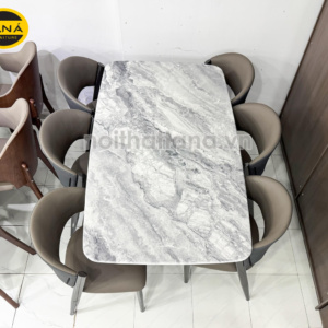 Bộ Bàn Ăn Mặt Đá Ceramic Cao Cấp 1,6M Hiện Đại 6 ghế Nhập Khẩu BA225