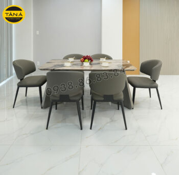 Bộ Bàn Ăn Mặt Đá Tự Nhiên 1,6m BA-KC07 Hiện Đại 6 Ghế Nhập Khẩu Đài Loan