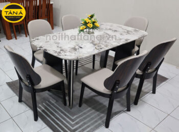 Bộ Bàn Ăn 1,6m Mặt Đá Tự Nhiên BA-682 Hiện Đại 6 Ghế Nhập Khẩu Đài Loan