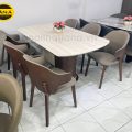 Bộ Bàn Ăn Mặt Đá Tự Nhiên 1,6M + 6 Ghế Gỗ Thịt Nhập Khẩu BA-D16-15 Hiện Đại
