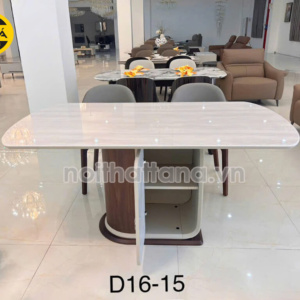 Bộ Bàn Ăn 6 Ghế Mặt Đá Tự Nhiên D16-15 Gỗ Thịt Nhập Khẩu Đài Loan
