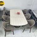 Bộ Bàn Ăn Mặt Đá Tự Nhiên 1,6M + 6 Ghế Gỗ Thịt Nhập Khẩu BA-D16-15 Hiện Đại