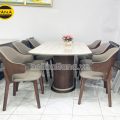 Bộ Bàn Ăn Mặt Đá Tự Nhiên 1,6M + 6 Ghế Gỗ Thịt Nhập Khẩu BA-D16-15 Hiện Đại