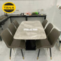 Bộ Bàn Ăn Mặt Đá Men 6 ghế BA92 Chân Sắt Tĩnh Điện Nhập Khẩu