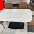 Bộ Bàn Ăn Mặt Đá Ceramic Cao Cấp 1,4M + 6 ghế Chân Sắt Tĩnh Điện BA224