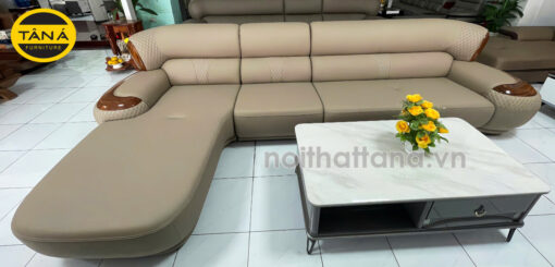 Ghế sofa gỗ mun TA-G516 bọc da cao cấp góc L hiện đại nhập khẩu