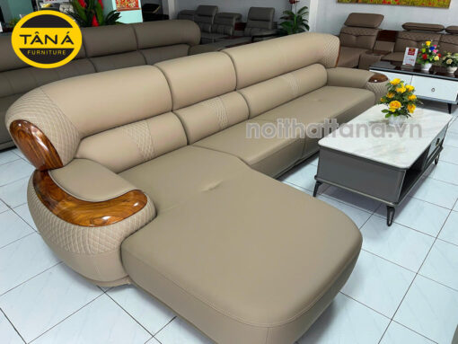 Ghế sofa gỗ mun TA-G516 bọc da cao cấp góc L hiện đại nhập khẩu