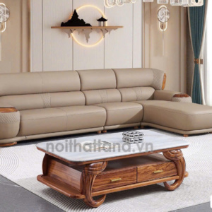 Ghế Sofa Gỗ Mun TA-G516 Bọc Da Cao Cấp Góc L Hiện Đại Nhập Khẩu