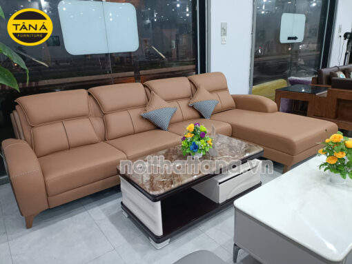 Ghế sofa gỗ sồi góc L bọc da chống trầy xước, lau được mực TA-G29