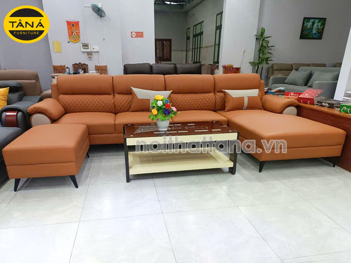 Sofa Da Lau Được Mực Góc L Hiện Đại TH29