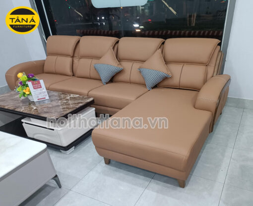 Ghế sofa gỗ sồi góc L bọc da chống trầy xước, lau được mực TA-G29