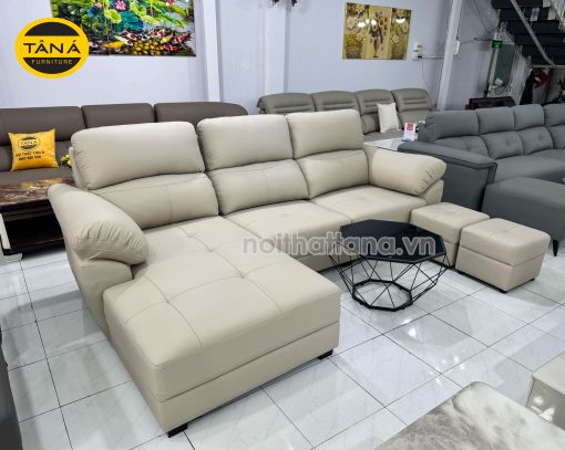 Sofa Da Lau Được Mực Bút Bi Góc L Nhỏ Gọn N911TH