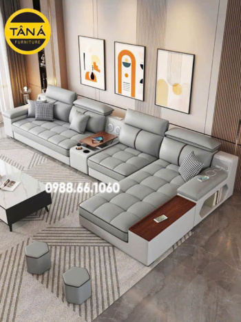 Sofa Da Hàn Quốc Góc L Cho Phòng Khách Hiện Đại N161