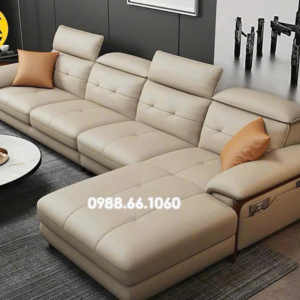 Sofa Da Hàn Quốc Góc L Cho Phòng Khách Hiện Đại N163