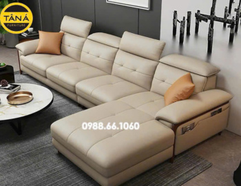 Sofa Da Hàn Quốc Góc L Cho Phòng Khách Hiện Đại N163