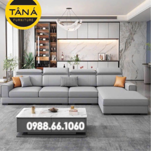 Sofa Da Hàn Quốc Góc L Cho Phòng Khách Hiện Đại N162
