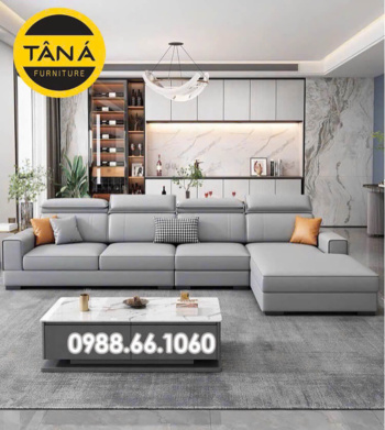 Sofa Da Hàn Quốc Góc L Cho Phòng Khách Hiện Đại N162