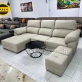 Sofa Da Lau Được Mực Bút Bi Góc L Nhỏ Gọn N911TH