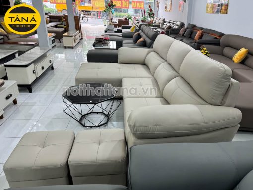 Sofa Da Lau Được Mực Bút Bi Góc L Nhỏ Gọn N911TH