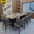 Bộ Bàn Ăn Mặt Đá Tự Nhiên Kích Thước Lớn 2,4m Hiện Đại 8 Ghế BA-KC-20