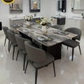 Bộ Bàn Ăn Mặt Đá Tự Nhiên Kích Thước Lớn 2,4m Hiện Đại 8 Ghế BA-KC-20