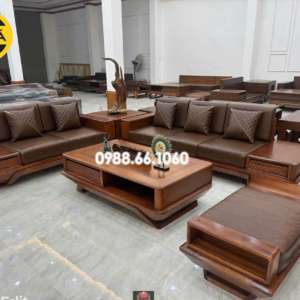 Sofa Băng Gỗ Hương Bọc Da Hàn Quốc Hiện Đại TA-GH35