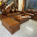 Sofa Băng Gỗ Sồi Bọc Da Hàn Quốc Hiện Đại GS42