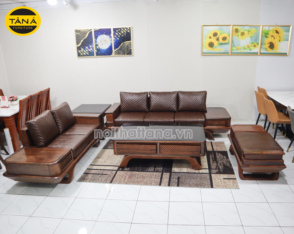 Sofa Băng Gỗ Mun Bọc Da Hàn Quốc Hiện Đại TA-G43 Sofa Băng Gỗ Mun Bọc Da Hàn Quốc Hiện Đại TA-G43