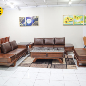 Sofa Băng Gỗ Mun Bọc Da Hàn Quốc Hiện Đại TA-G43