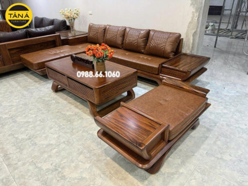 Sofa Gỗ Hương Bọc Da Hàn Quốc GH3