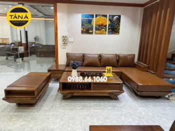 Sofa Gỗ Hương Bọc Da Hàn Quốc Góc Chữ L Hiện Đại TA-GH38