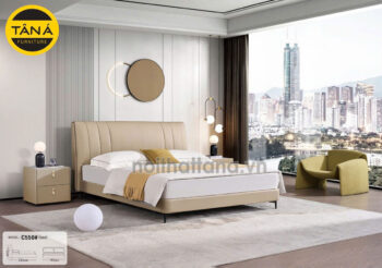 Giường Ngủ 1,8m X 2m Bọc Da Cao Cấp Chân Sắt Tĩnh Điện Nhập Khẩu AT-C550