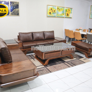 Sofa Băng Gỗ Mun Bọc Da Hàn Quốc Hiện Đại TA-G43