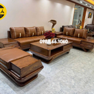 Sofa Băng Gỗ Hương GH48 Bọc Da Hàn Quốc Hiện Đại